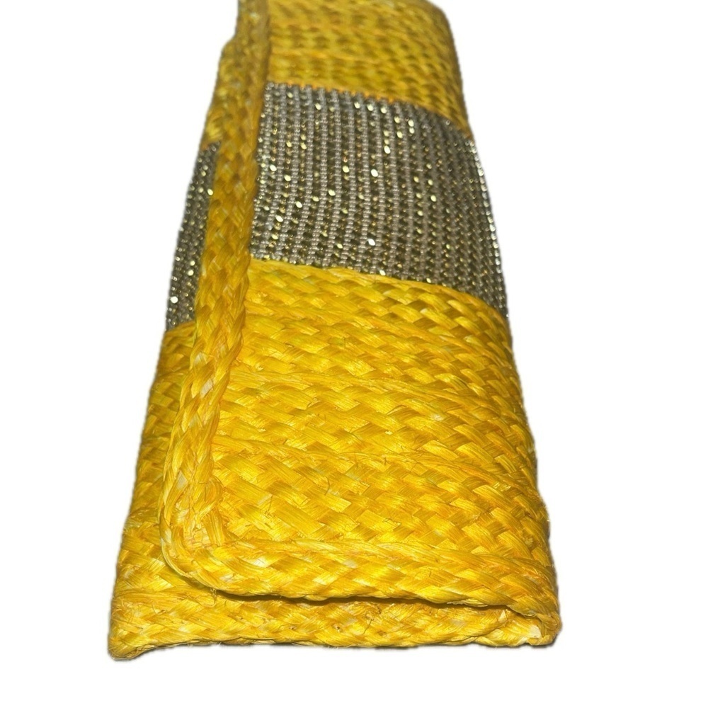 Yellow Woven Clutch from the Bahamas, Mary L’s w/Yellow Rhinestones - Picture 3 of 8